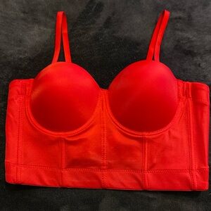 Red Bustier Mesh Cami Corset Top Size L